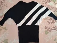 ストライプデザイン ニットトップス Mサイズ