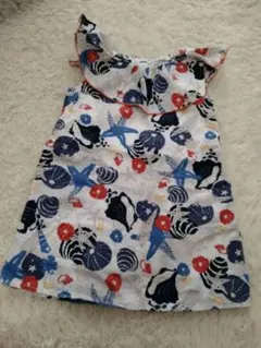 貝殻柄フリルワンピース