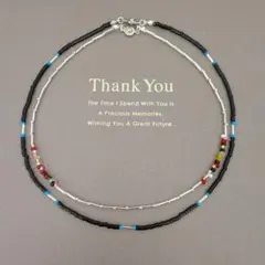 ビーズ重ね付けチョーカー・ネックレス　ハンドメイド