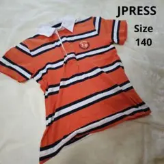 【入手困難デザイン☆JPRESS】オレンジ　白　紺　ボーダー　ロゴ入り　140のサムネイル