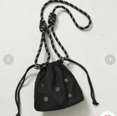 MARY QUANT 　PUBLU フラワースタッズナイロン巾着バッグ