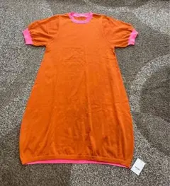 新品未使用　PERSON'S ニットワンピース 半袖 オレンジ・ピンクのサムネイル