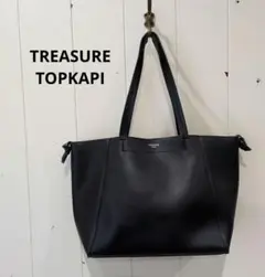 トレジャートプカピ スプリットレザー プチノット トートバッグ ブラック