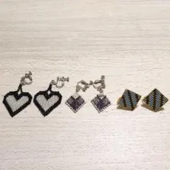 ビーズ織りイヤリング ハンドメイド 3 個セット