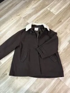 ブラウン フェイクファー襟付きコート