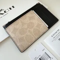 COACH コーチ 小銭入れ財布 カードケース シグネチャー タン ブラウン 