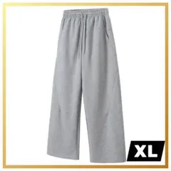 人気 ワイドスエットパンツ ワイドパンツ 変形 グレー XL トレンド 男女