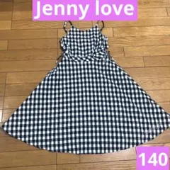 美品◆JENNY LOVE ギンガムチェック　ノースリーブワンピース　白黒140