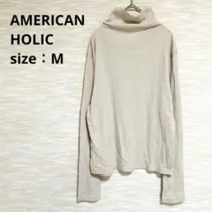 AMERICAN HOLIC タートルネック リブカットソー 綿 M 1804