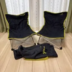 2脚セットNorth Eagle 折り畳みチェア ネイビー/ライム　あぐらチェアのサムネイル