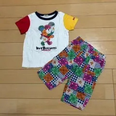 ホットビスケッツ　ミキハウス　セットアップ　くまTシャツ　総柄パンツ　120
