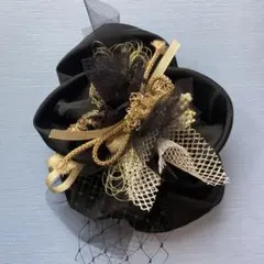 黒 ヘッドドレス ヘアアクセサリー 成人式 髪飾り 卒業式 トークハット