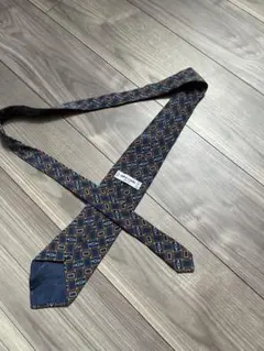 美品　ピエールカルダン　ネクタイ　ネイビー　総柄　トラッド　レトロ　イタリア製