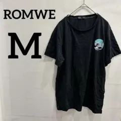 値下げ歓迎✨️ ROMWE ロムウィー ブラック 半袖 Tシャツ 【M】 夏のサムネイル