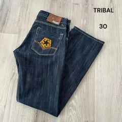 トライバル TRIBAL刺繍ロゴ付きダークブラウンデニム 30 - メルカリ
