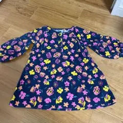 BABY GAP 花柄長袖ワンピース 90cm 紺色　ネイビー　バルーン袖
