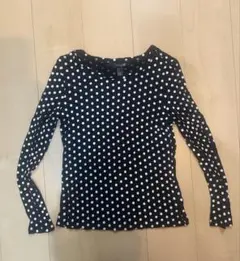 FOREVER21 ドット 長袖Tシャツ S ブラック ホワイト