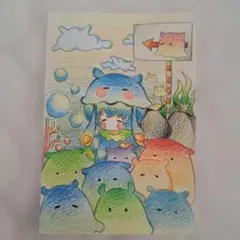 手描き オリジナル イラスト はがきサイズ 3枚セット