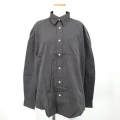 P【未使用】ユニクロ ブロード シャツ 長袖 M メンズ トップス グレー系