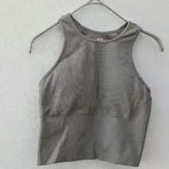 H&M SPORT タンクトップ XS カーキ リブ レーサーバック ヨガのサムネイル