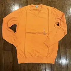 【新品】UNIQLO オレンジ Vネックセーター XL