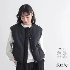 for／c♡フォーシー♡撥水 中わたベスト♡ブラック／Mサイズ