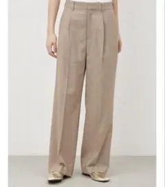 ミラオーウェン　タックワイドパンツ　ブラウン　サイズ0