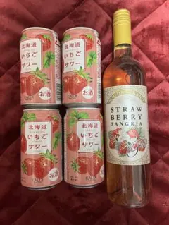 カルディ ストロベリー・サングリア・フィズ　1本　& 北海道いちごサワー　４本のサムネイル