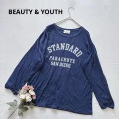 ビューティーアンドユース 長袖Tシャツ ロンT プリント Uネック カジュアル