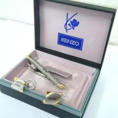 ケンゾー ネクタイピン カフリンクス セット ブラック シルバー ゴールド