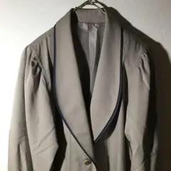 【個性派古着】日本製　ヴィンテージ　ショールカラー　コート　グレージュ　Ｌ相当