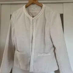 ノーカラージャケット LL ホワイト