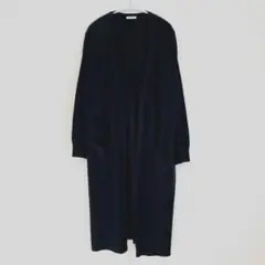 グラシア 無地 ロングカーディガン Ｖネック長袖 L 黒 アクリル オフィスのサムネイル