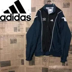 アディダスダークグリーンブラックホワイトマルチカラーナイロンジャケットM