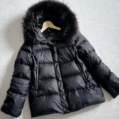 西川ダウン【美品‼︎】ナノユニバース ラクーンファー　ブラック サイズ38(M)
