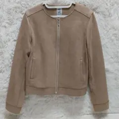 ミシェルクラン フェイクスウェード ノーカラージャケット ベージュ 未使用品