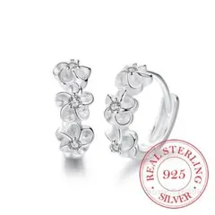 3連 花 フラワー シルバー925 フープ ピアス 保存袋付き  #C227-1