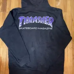 THRASHER ブラック ジップアップパーカー L