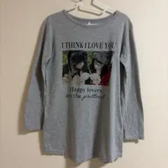 長袖 カットソー グレー フォトプリント