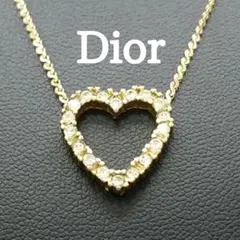 美品✨ディオール、ラインストーンハートゴールドネックレス、ヴィンテージ_070
