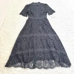 新品未使用 レースフレアドレスワンピース パーティドレス 結婚式 アサクラ 38