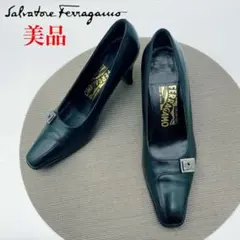 美品 Salvatore Ferragamo ブラック ガンチーニ パンプス