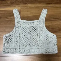 グレー レース編み ノースリーブビスチェ