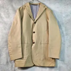 【Tomorrow Land】テーラードジャケット　ベージュ　裏地ストライプ　L