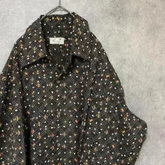 70s vintage 長袖　開襟　柄シャツ　メンズ　古着　個性派　総柄