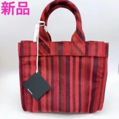 MANIUNO スクエアミニトートバッグ 赤×黒 ストライプ 新品 マニウノ 