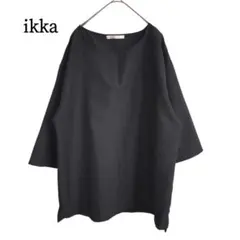 2738 美品 ikka イッカカットソーTシャツ ブラック XL