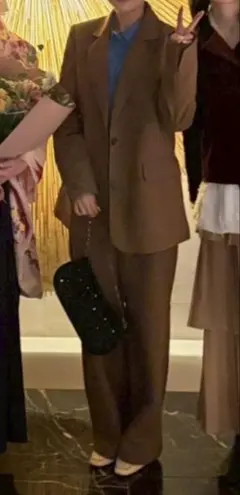 スウェード風ブラウンセットアップ