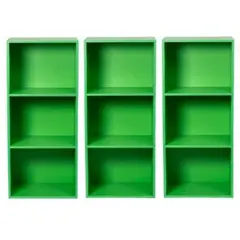 【新品】カラーボックス３段　３個セット　（グリーン）