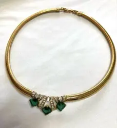 SALE【ニナリッチ】エメラルドグリーン×ゴールド　ヴィンテージネックレス